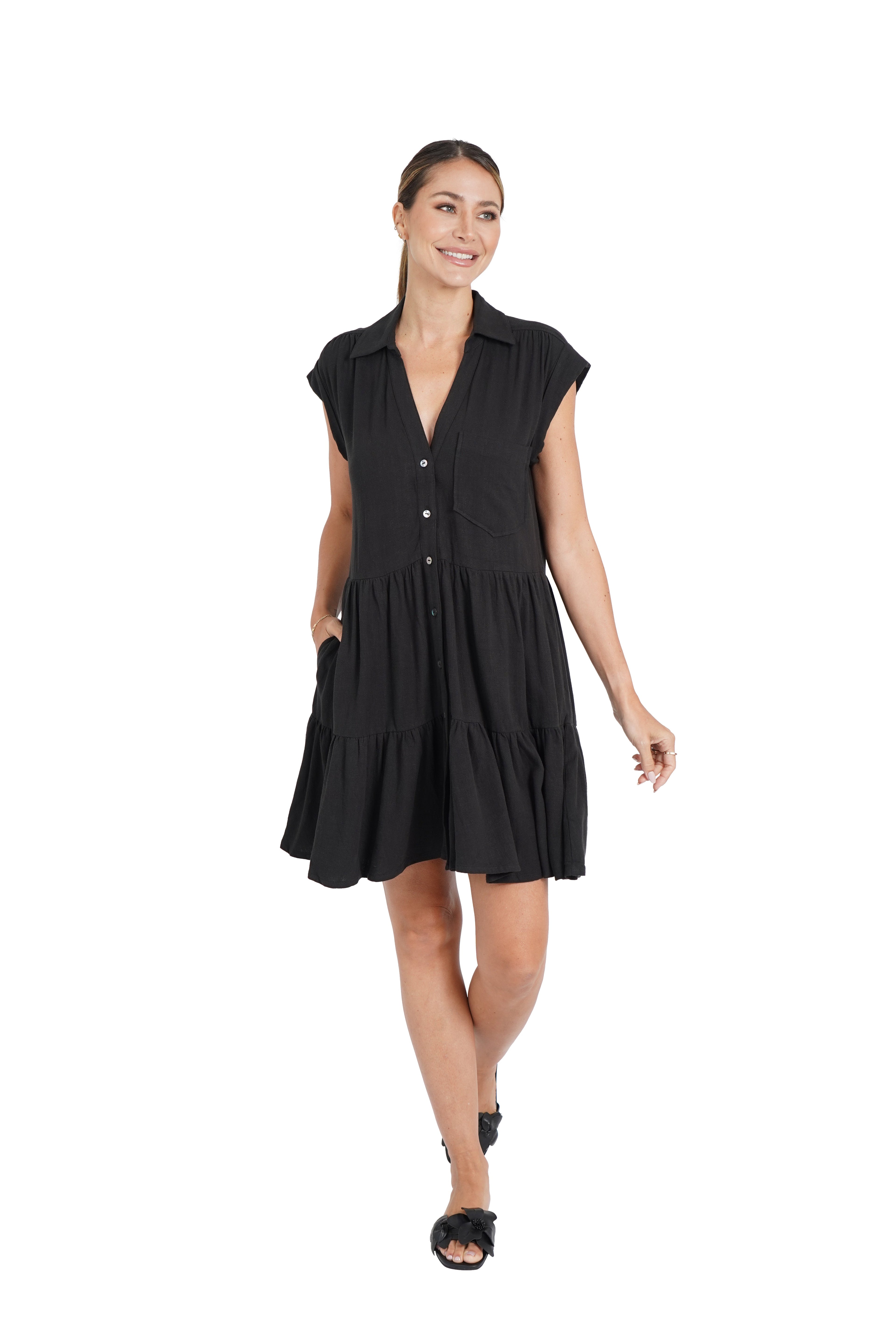 Karla Linen Blend Short Shirtdress