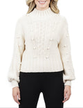 Annalise Cable Sweater with Pom Sleeves