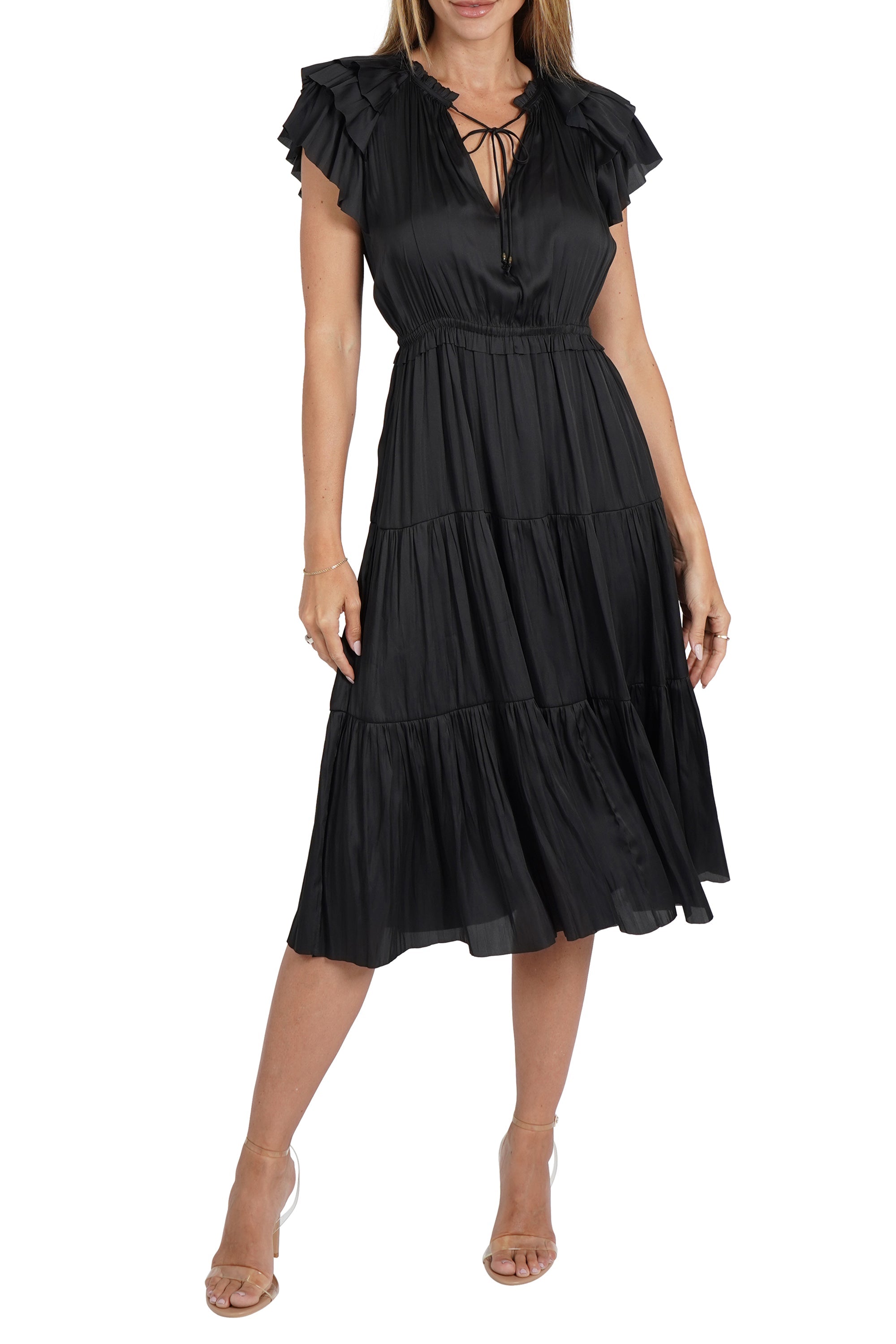 Pamela Ruffle Trim Midi Dress