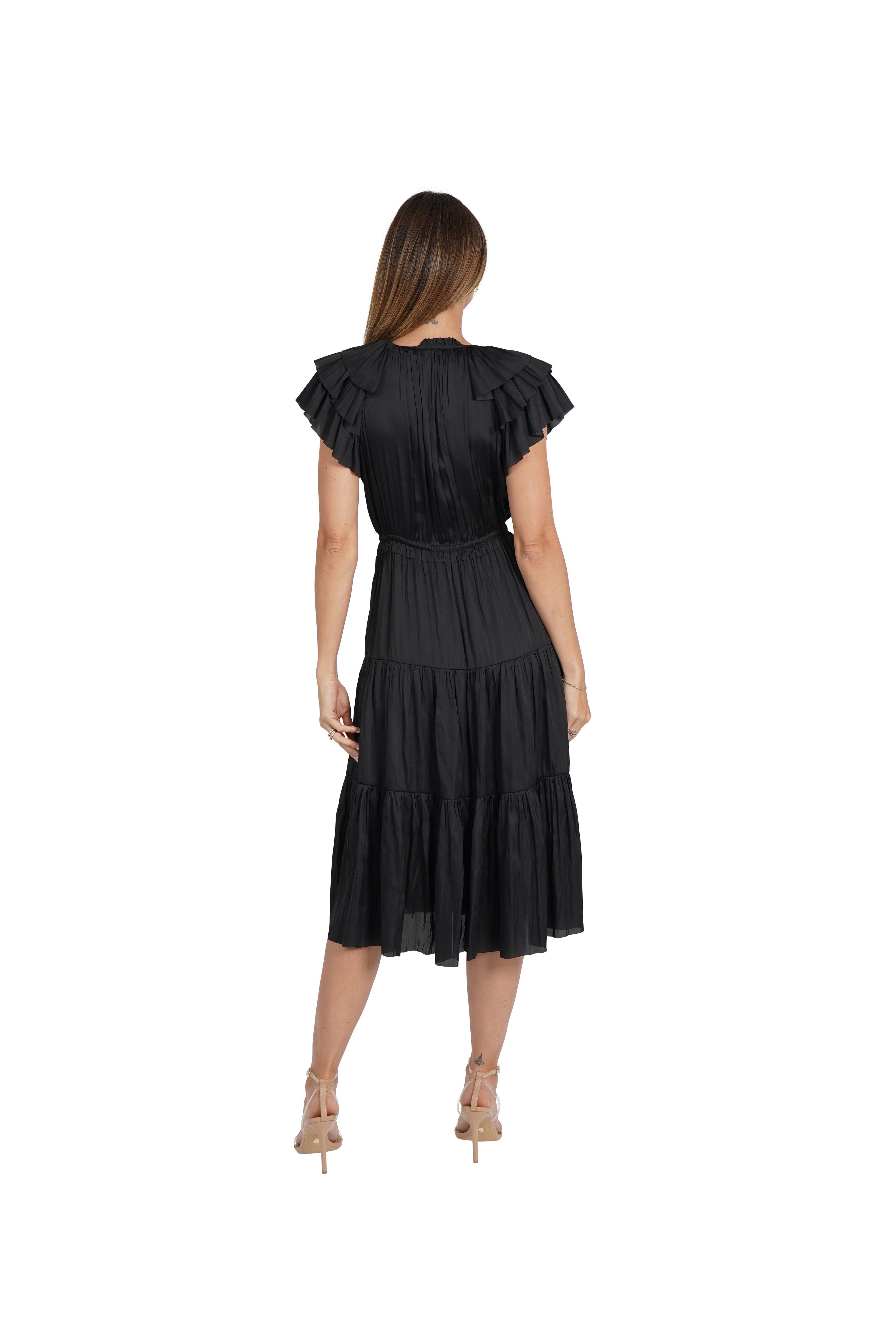 Pamela Ruffle Trim Midi Dress
