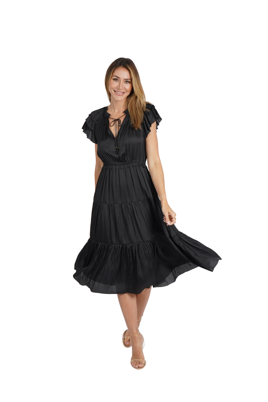 Pamela Ruffle Trim Midi Dress