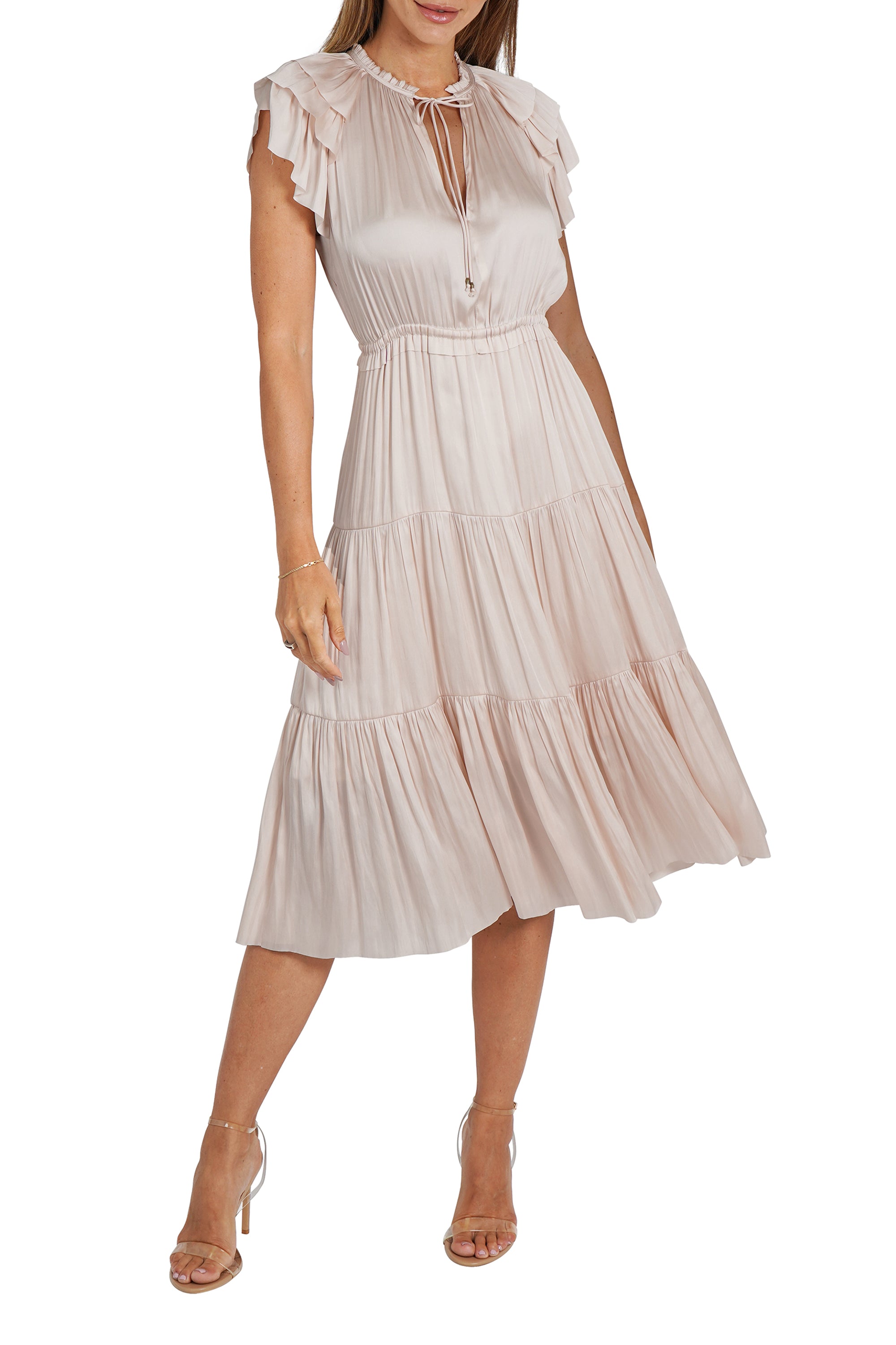 Pamela Ruffle Trim Midi Dress